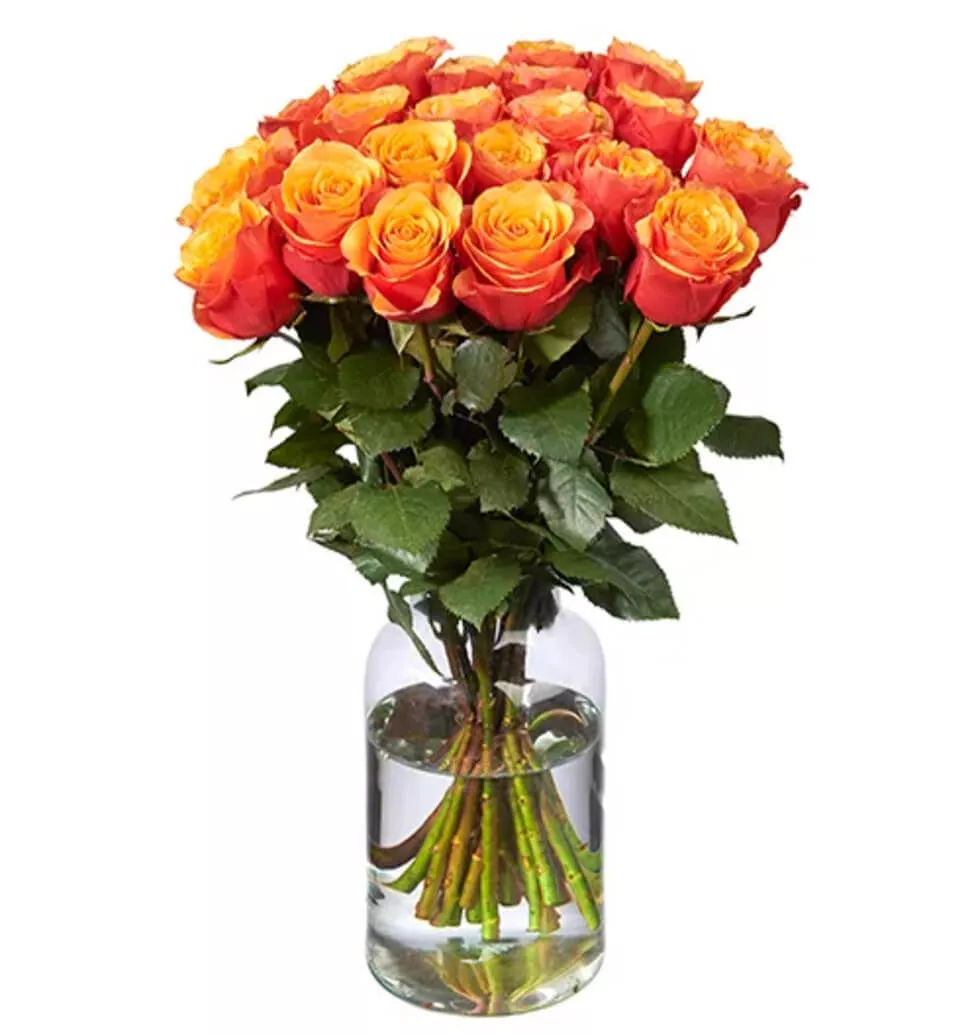 Orange Roses Arranged in a Bouquet