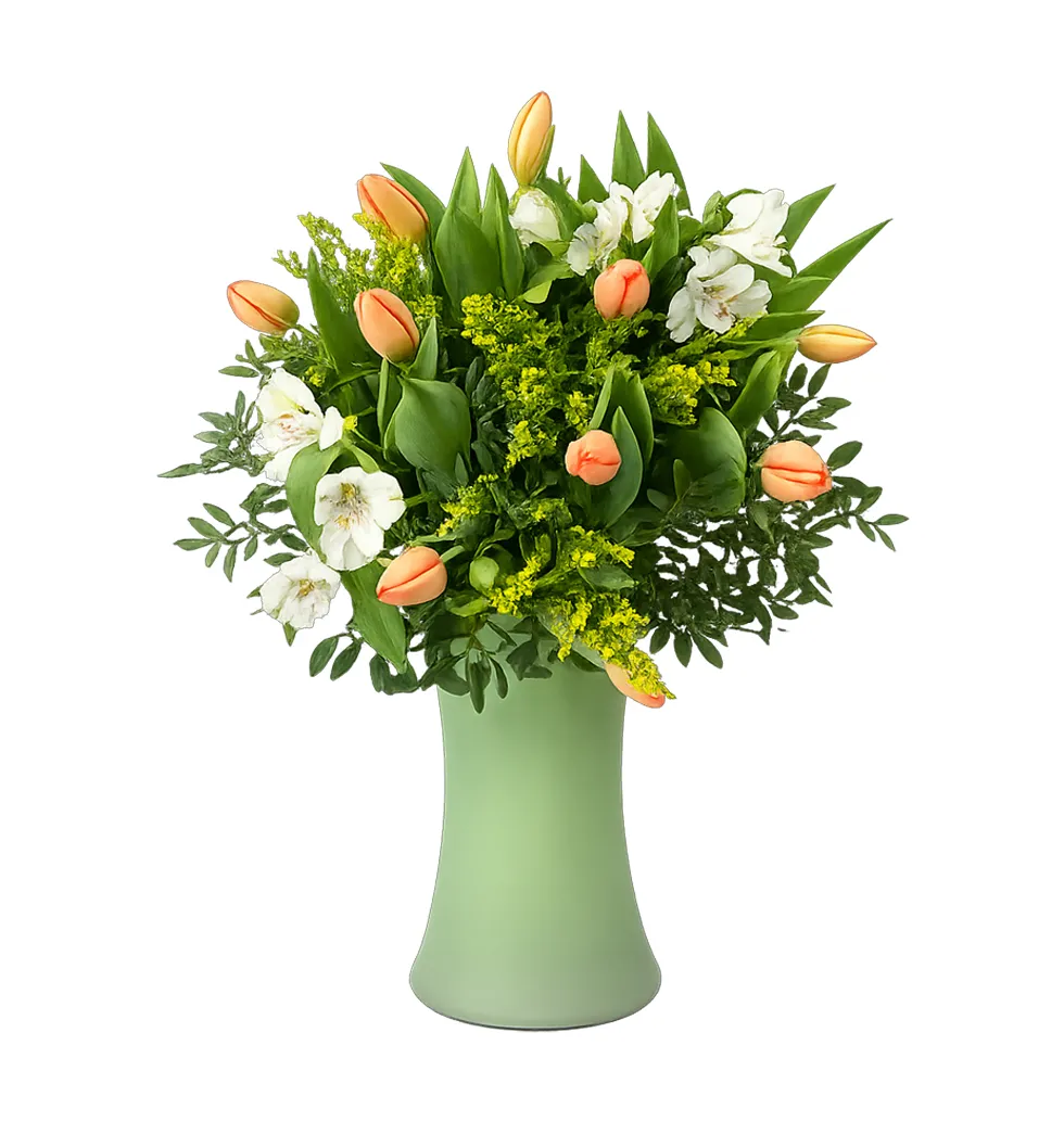 Orange Tulip Elegance Bouquet with Treats