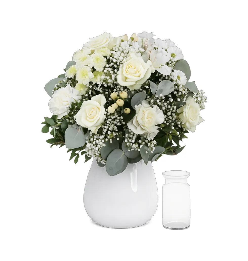 Serene White Bouquet in Elegant Vase
