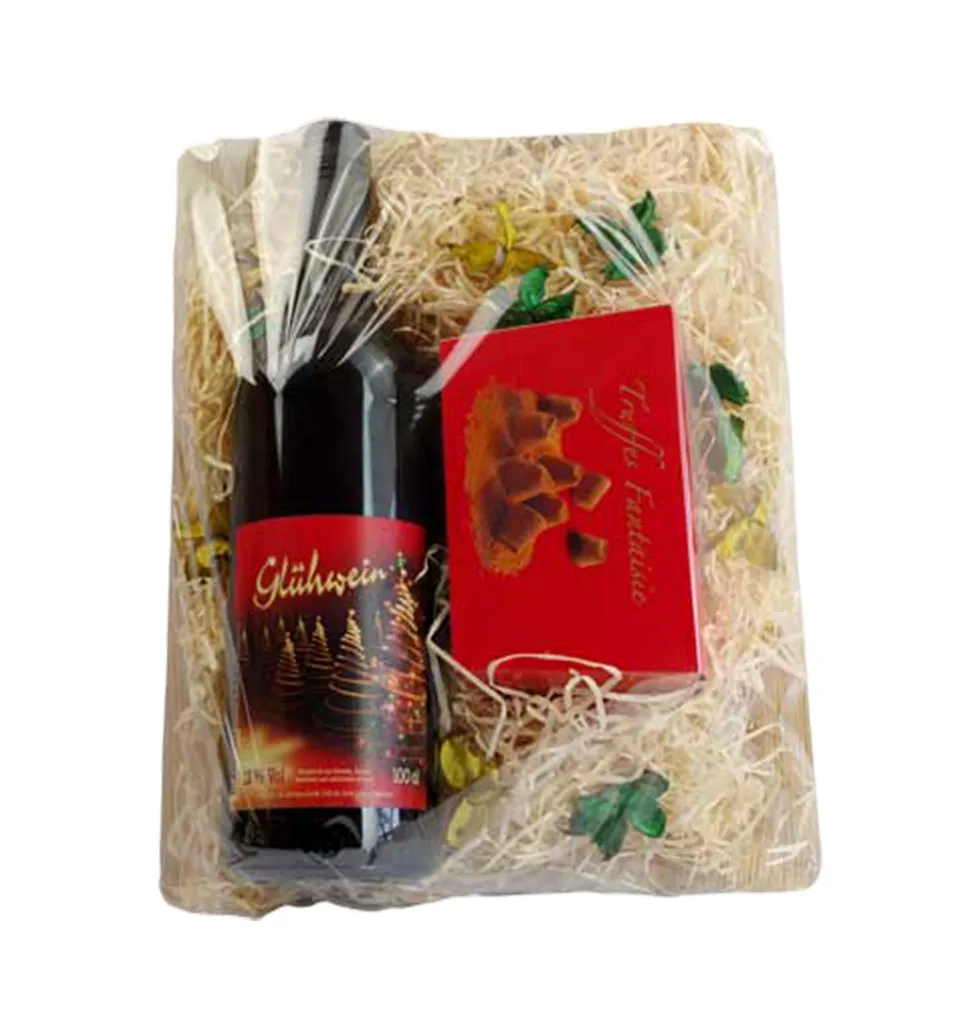 Festive Indulgence: Wine & Chocolate Gift Basket