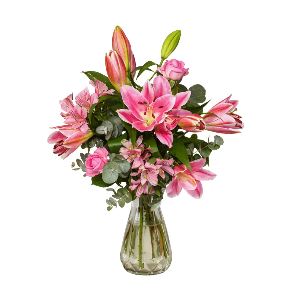 Lovely Pink Flower Arrangement with Sweet Surprise