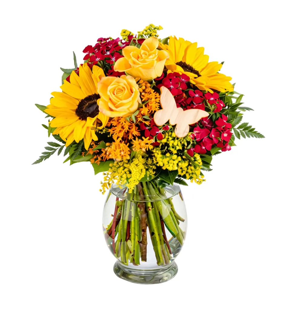 Cheerful Blossom Arrangement with Treats