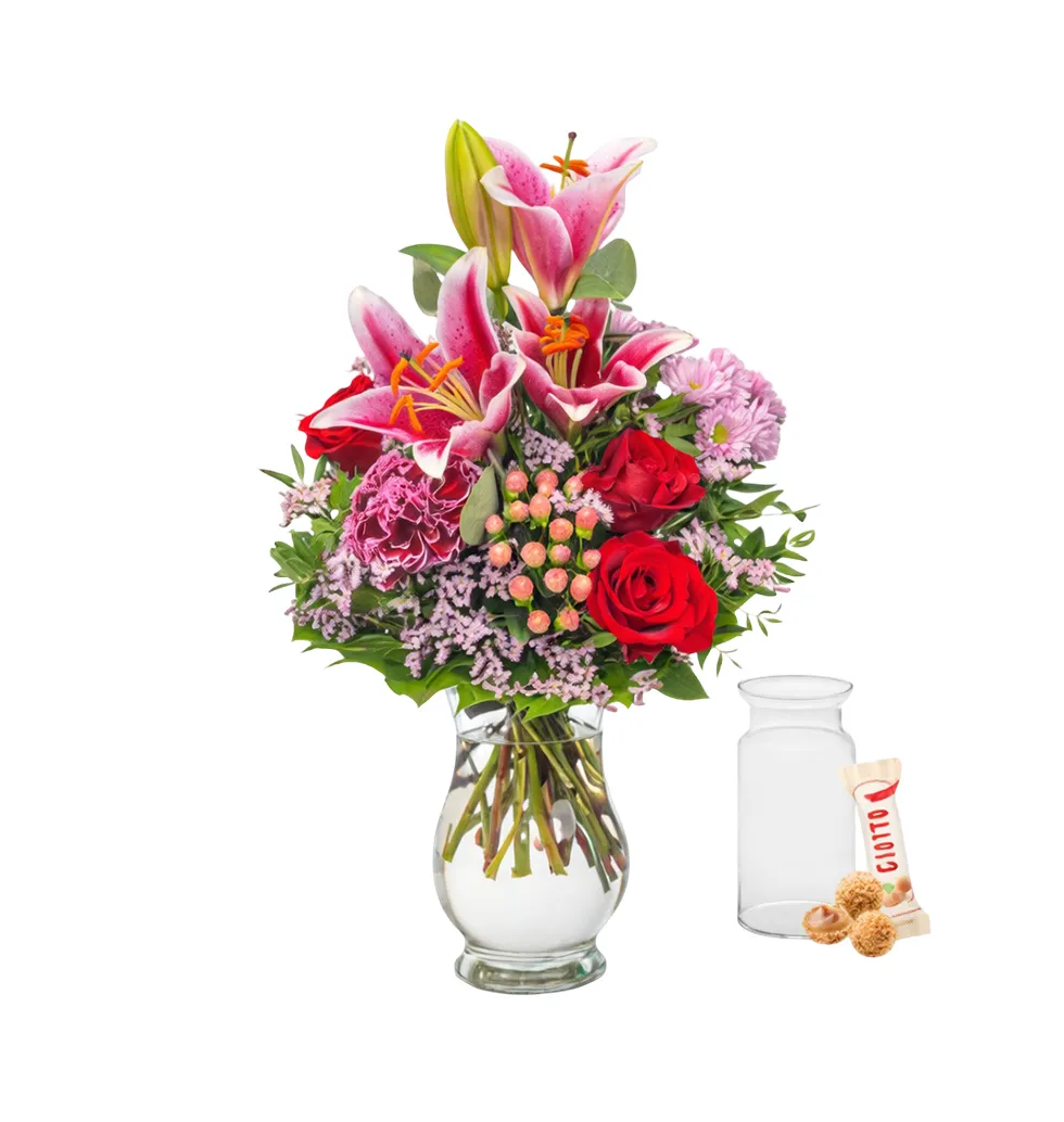 Radiant Blossom Collection with Free Treats and Vase